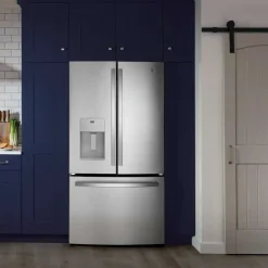 GE Appliances GE 25.6 Cu Ft 36 In Refrigerator Bottom Freezer, French door - GFE26JYMFS Stainless Steel Clearance