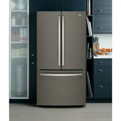 GE Appliances GE 27 Cu Ft 36 In Refrigerator Bottom Freezer, French door - GNE27JMMES Slate Clearance