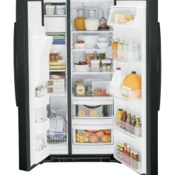 GE Appliances GE 23.2 Cu Ft 33 In Refrigerator Side by side - GSS23GGPBB Black New