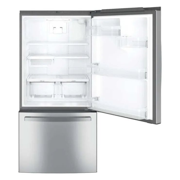 GE Appliances GE 24.8 Cu Ft 33 In Refrigerator Bottom Freezer - GDE25EYKFS Stainless Steel Clearance
