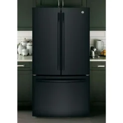 GE Appliances GE 26.7 Cu Ft 36 In Refrigerator Bottom Freezer, French door - GNE27JGMBB Black New