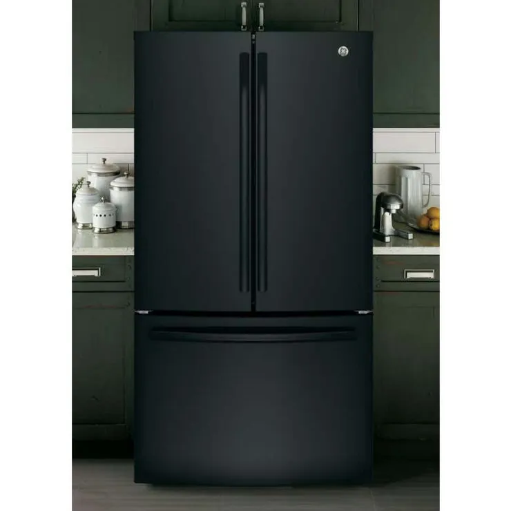 GE Appliances GE 26.7 Cu Ft 36 In Refrigerator Bottom Freezer, French door - GNE27JGMBB Black New