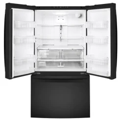 GE Appliances GE 26.7 Cu Ft 36 In Refrigerator Bottom Freezer, French door - GNE27JGMBB Black New