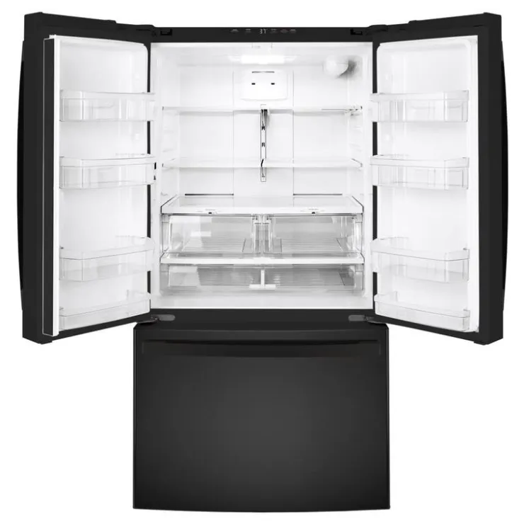 GE Appliances GE 26.7 Cu Ft 36 In Refrigerator Bottom Freezer, French door - GNE27JGMBB Black New