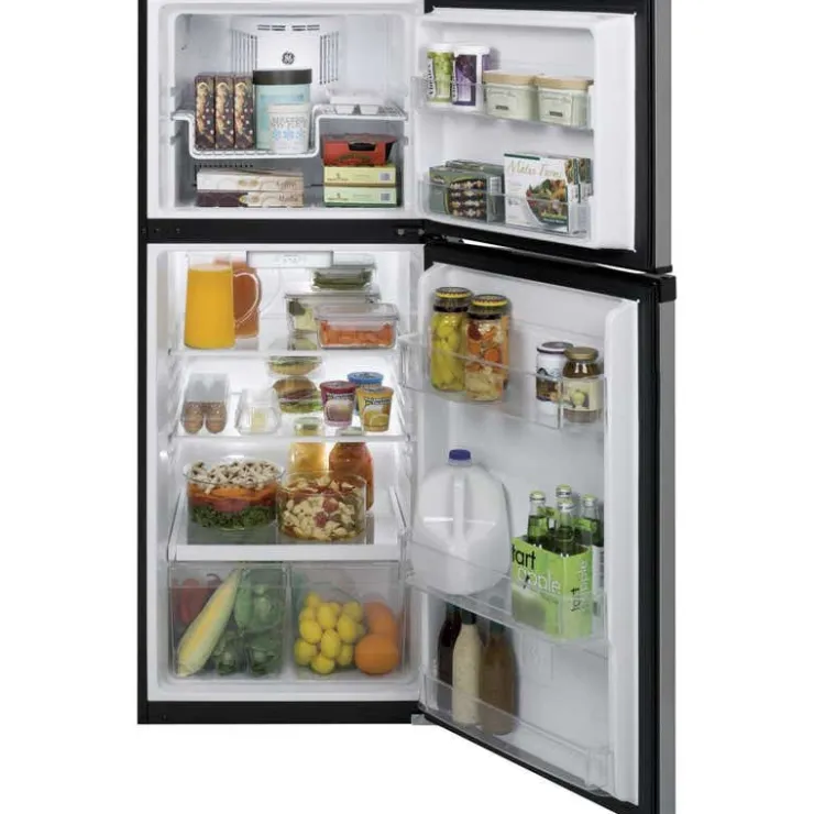 GE Appliances GE 11.6 Cu Ft 24 In Refrigerator Top Freezer - GPE12FSKSB Stainless Steel Hot