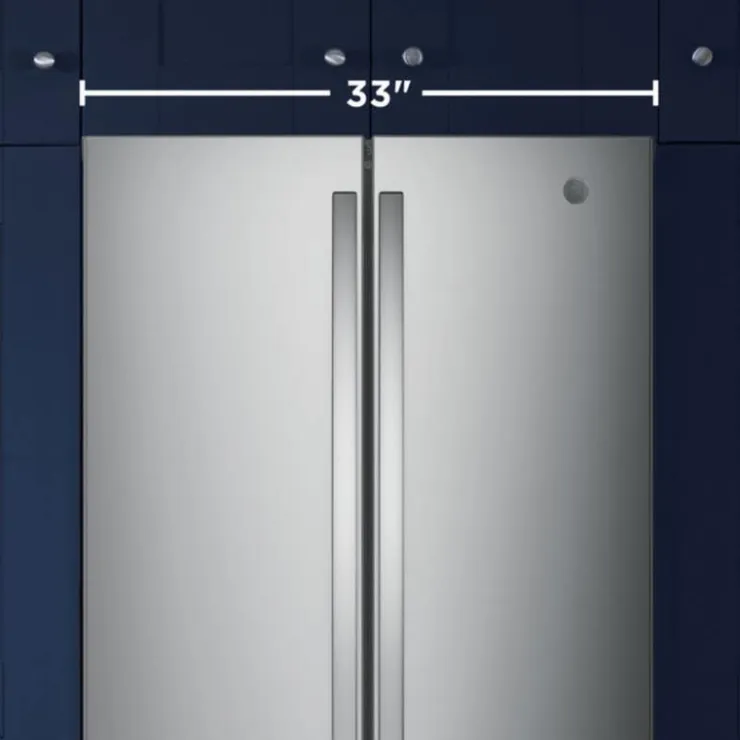 GE Appliances GE 24,7 Cu Ft 33 In Refrigerator Bottom Freezer, French door - GNE25JYKFS Stainless Steel Outlet