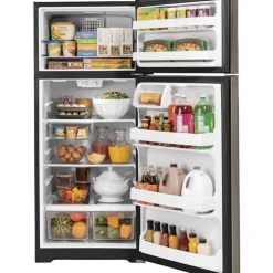 GE Appliances GE 17.5 Cu Ft 30 In Refrigerator Top Freezer - GTE18GMNRES Slate New