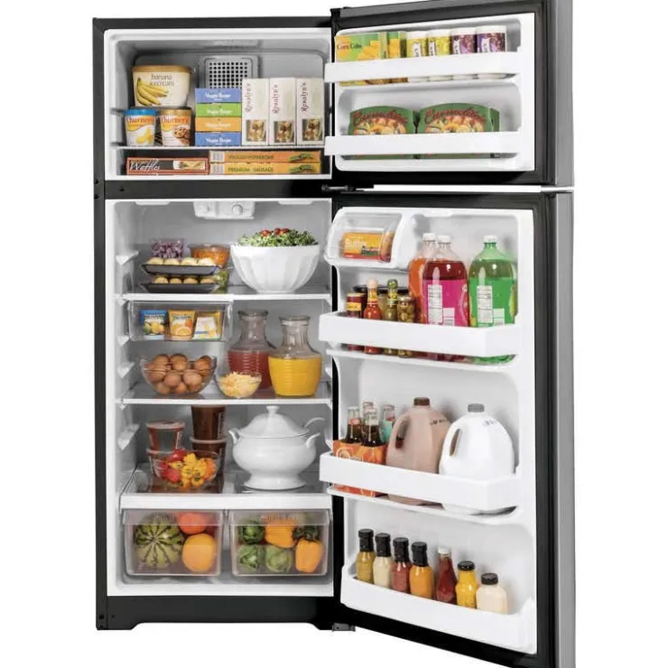 GE Appliances GE 16.6 Cu Ft 29 In Refrigerator Top Freezer - GTE17GSNRSS Stainless Steel New
