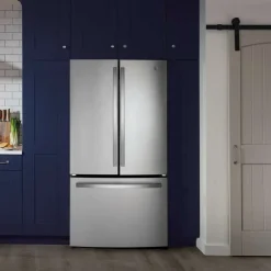 GE Appliances GE 27 Cu Ft 36 In Réfrigerator Bottom Freezer, French door - GNE27JYMFS Stainless Steel New