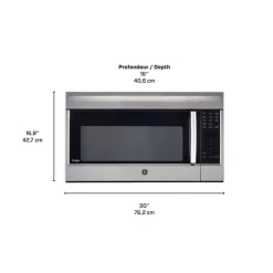 GE Profile 1.8 Cu Ft Microwave/Hood, , 400 - PVM1899SJC Stainless Steel