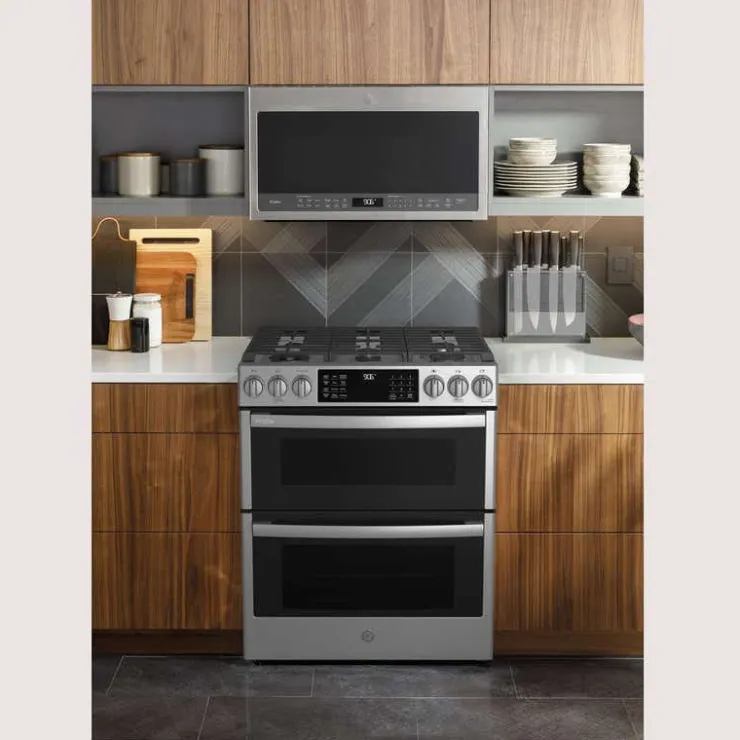 GE Profile Double Oven Range 30" Gaz Gas - PCGS960YPFS Stainless Steel Online