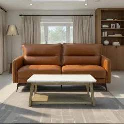Genuine Full Leather Sofa Brown New