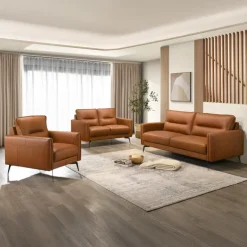 Genuine Full Leather Sofa Brown New
