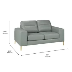 Sofa By Fancy Genuine Leather Loveseat AQUA