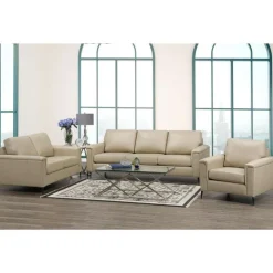 Sofa By Fancy Genuine Leather Loveseat - BEIGE Sale