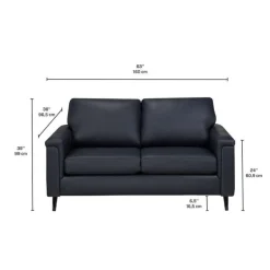 Sofa By Fancy Genuine Leather Loveseat - BLUE New