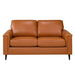 Sofa By Fancy Genuine Leather Loveseat - Cognac TAN Discount