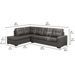 Sofa By Fancy Genuine Leather Loveseat Sectional - Left-Side Chaise Grey Online