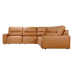 Genuine Leather Modular Sectional with Power Sliding Seats - 5 pcs Antelope Clearance
