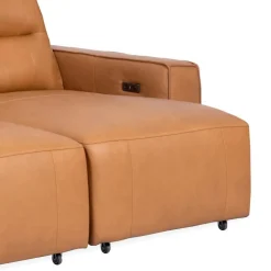 Genuine Leather Modular Sectional with Power Sliding Seats - 5 pcs Antelope Clearance