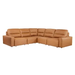 Genuine Leather Modular Sectional with Power Sliding Seats - 5 pcs Antelope Clearance