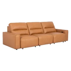 Genuine Leather Modular Sofa with Power Sliding Seats - 3 pcs Tan Discount