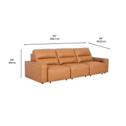 Genuine Leather Modular Sofa with Power Sliding Seats - 3 pcs Tan Discount