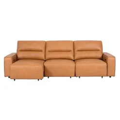 Genuine Leather Modular Sofa with Power Sliding Seats - 3 pcs Tan Discount