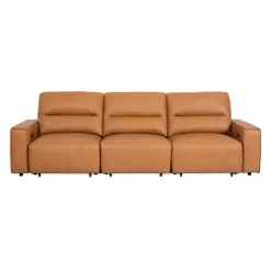 Genuine Leather Modular Sofa with Power Sliding Seats - 3 pcs Tan Discount