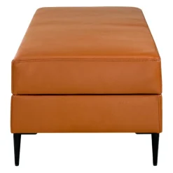 Sofa By Fancy Genuine Leather Ottoman with Storage - Cognac Tan Clearance