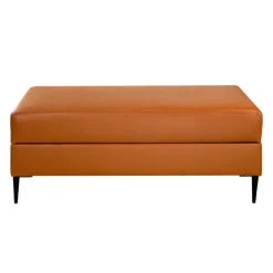 Sofa By Fancy Genuine Leather Ottoman with Storage - Cognac Tan Clearance