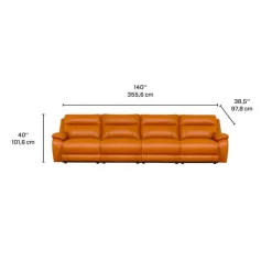 Genuine Leather Power Modular Reclining Sofa - 4 pcs Tan / Cognac Discount