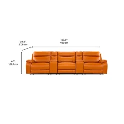 Genuine Leather Power Modular Reclining Sofa with 2 Consoles - 5 pcs Tan/Cognac Discount