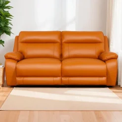 Genuine Leather Power Modular Reclining Loveseat - 2 pcs Tan / Cognac Clearance