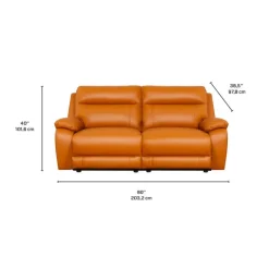 Genuine Leather Power Modular Reclining Loveseat - 2 pcs Tan / Cognac Clearance