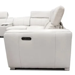 HTL Genuine Leather Power Modular Reclining Sofa with Adjustable Headrests – 3 pcs Beige New