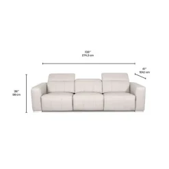 HTL Genuine Leather Power Modular Reclining Sofa with Adjustable Headrests – 3 pcs Beige New