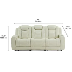 Genuine Leather Power Modular Reclining Sofa with Power Headrests, Drop-Down Backrest, and LED Lighting – 3 pcs Beige Online