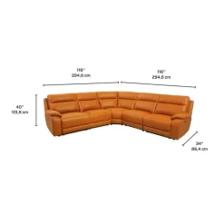 Genuine Leather Power Modular Reclining Sectional - 5 pcs Tan / Cognac Outlet