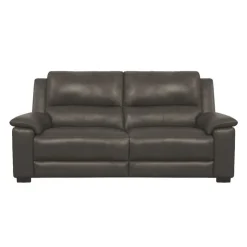 Genuine Leather Power Reclining Loveseat Dark Grey Outlet