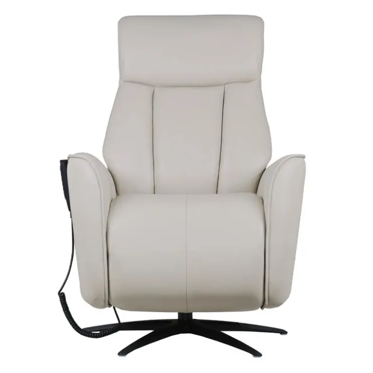 Genuine Leather Power Recliner and Swivel Chair with 4 Motors, Massage, Built-In Speakers, and LED Lighting Cream Sale
