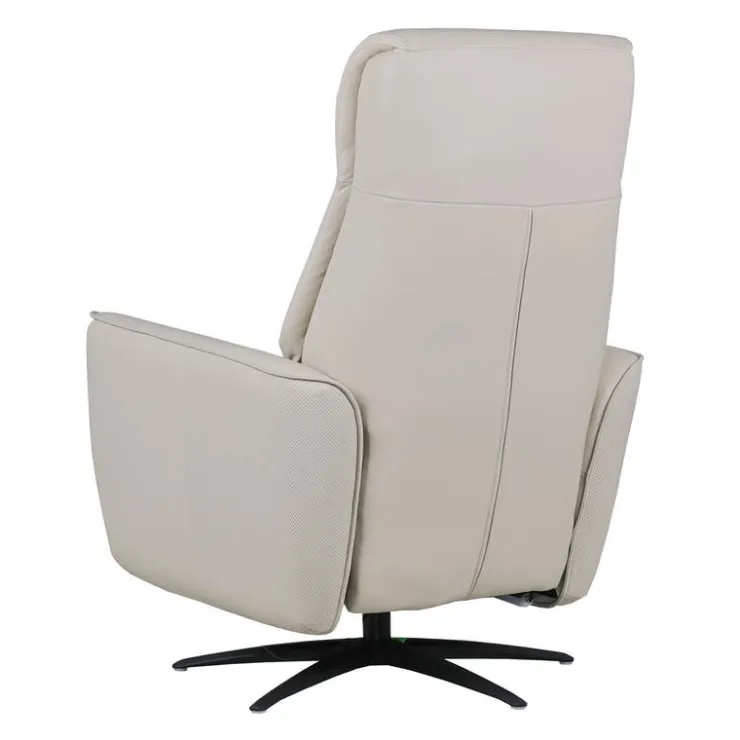 Genuine Leather Power Recliner and Swivel Chair with 4 Motors, Massage, Built-In Speakers, and LED Lighting Cream Sale