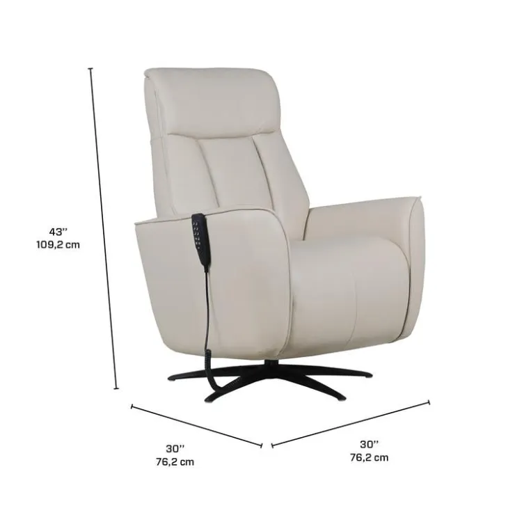Genuine Leather Power Recliner and Swivel Chair with 4 Motors, Massage, Built-In Speakers, and LED Lighting Cream Sale