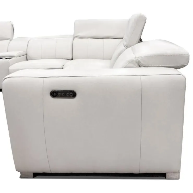 HTL Genuine Leather Power Reclining Modular Loveseat with Adjustable Headrests – 2 pcs Beige Best