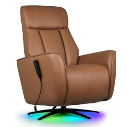 Genuine Leather Power Recliner and Swivel Chair with 4 Motors, Massage, Built-In Speakers, and LED Lighting Brown Discount