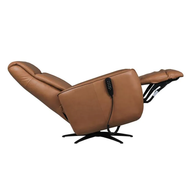 Genuine Leather Power Recliner and Swivel Chair with 4 Motors, Massage, Built-In Speakers, and LED Lighting Brown Discount