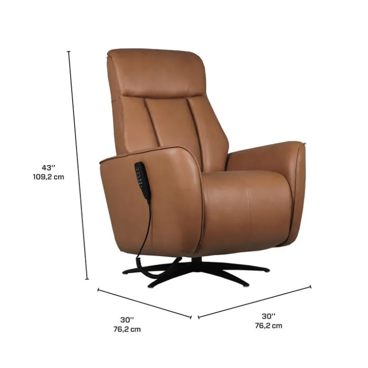 Genuine Leather Power Recliner and Swivel Chair with 4 Motors, Massage, Built-In Speakers, and LED Lighting Brown Discount