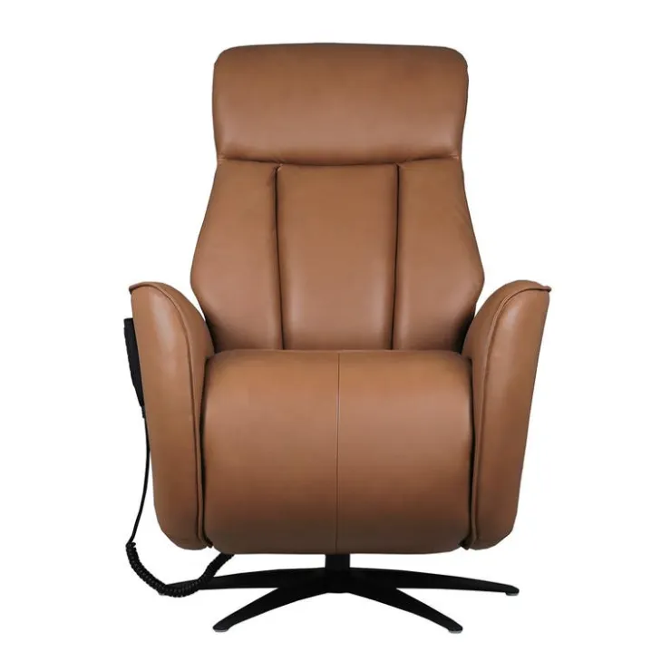 Genuine Leather Power Recliner and Swivel Chair with 4 Motors, Massage, Built-In Speakers, and LED Lighting Brown Discount