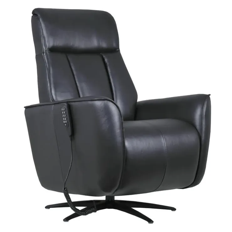 Genuine Leather Power Recliner and Swivel Chair with 4 Motors, Massage, Built-In Speakers, and LED Lighting Black Best