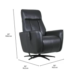Genuine Leather Power Recliner and Swivel Chair with 4 Motors, Massage, Built-In Speakers, and LED Lighting Black Best